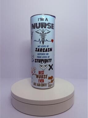 20 oz Nursing Stainless Steel Tumbler with Lid, Straw